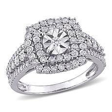 10K White Gold .50ctw Diamond Square Halo Ring 