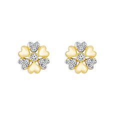 10K Yellow Gold 1/4ctw Pave Diamond Fashion Hearts Stud Earrings