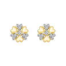 10K Yellow Gold 1/4ctw Pave Diamond Fashion Hearts Stud Earrings