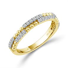 10K Yellow Gold 1/5ctw Diamond Bead Detail Anniversary Band Ring