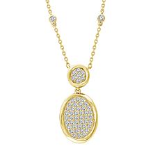 10K Yellow Gold 1/5ctw Diamond Cluster Oval Drop Necklace