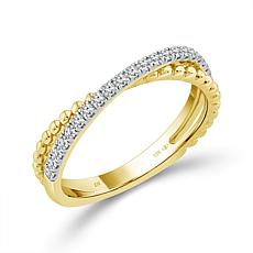 10K Yellow Gold 1/5ctw Diamond Crossover Anniversary Band Ring