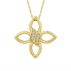 10K Yellow Gold Diamond Cluster Fashion Pendant with Chain