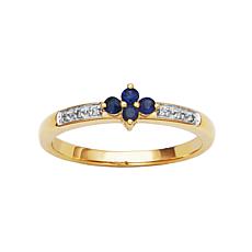 10K Yellow Gold Gemstone and Diamond Accent Clover Ring 