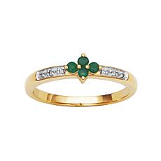 10K Yellow Gold Gemstone and Diamond Accent Clover Ring 