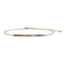 10K Yellow Gold Multigemstone Rainbow Bar Bracelet 