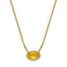 10K Yellow Gold Sapphire Solitaire 18" Bead Chain Necklace