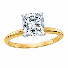 14K Gold 2ct Moissanite Cushion-Cut Solitaire Ring