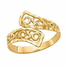 14K Gold Bypass Lace Diamond-Cut Ring