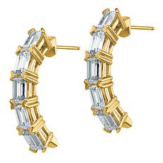 14K Gold Moissanite Emerald-Cut 5-Stone Earrings