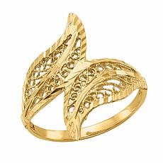 14K Gold Polished Filigree Bypass Ring
