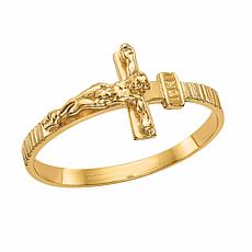 14K Gold Polished Jesus Cross Ring