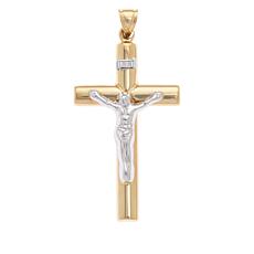 14K Gold Two-Tone Crucifix Cross Pendant