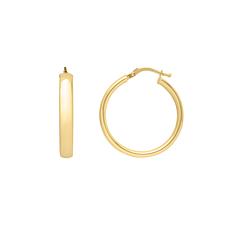 14K Gold Wedding Band Hoop Earrings 