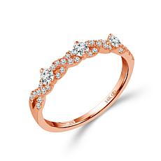 14K Pink Gold 1/3ctw Diamond Twisting Rows Anniversary Ring