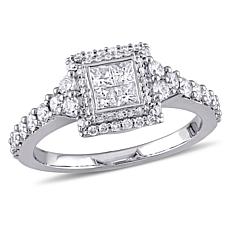 14K White Gold 0.99ctw Square Diamond Engagement Ring
