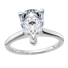 14K White Gold 3.57ct Moissanite Pear-Cut Solitaire Ring