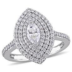 14K White Gold .99ctw Marquise-Cut Diamond Triple Halo Engagement Ring