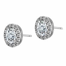 14K White Gold Oval Halo Moissanite Earrings