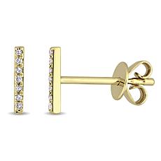 14K Yellow Gold 0.04ctw Diamond Bar Stud Earrings
