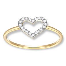 14K Yellow Gold 0.10ctw Diamond Open Heart Ring