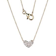 14K Yellow Gold 0.13ctw Diamond Petite Heart Drop Necklace