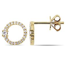 14K Yellow Gold 0.17ctw Diamond Open Circle Stud Earrings