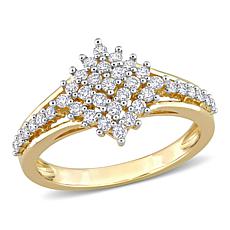 14K Yellow Gold 0.50ctw Diamond Diamond-Shaped Cluster Ring