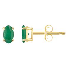 14K Yellow Gold 5x3mm Oval-Cut Gemstone Stud Earrings