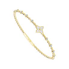 14K Yellow Gold Diamond and Mother-of-Pearl Flexible Bangle Bracelet