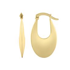 14K Yellow Gold Oval Hoop Lite Earring with Hinged Clasp