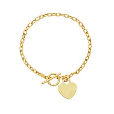 14K Yellow Gold Polished Heart Charm Toggle Bracelet