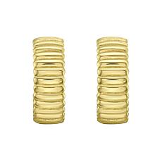 14K Yellow Gold Polished Tubogas Hugger C-Hoop with Push Back Clasp