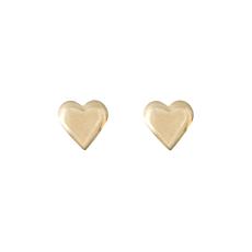 14K Yellow Gold Puffed Heart Stud Earrings