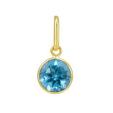14K Yellow Gold Round Blue Topaz Pendant