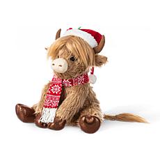 15.25"L Christmas Fabric Highland Cow Decoration