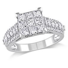 1.5ctw Princess and Round White Diamond Cocktail Ring