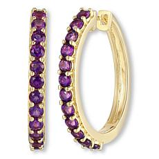 18K Gold-Plated Sterling Silver Gemstone Hoop Earrings