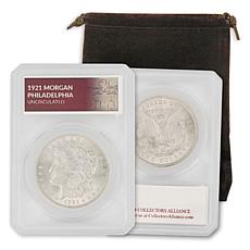 1921 Morgan Silver Dollar Uncirculated with Defender Holder & Pouch