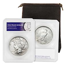 1922 Peace Dollar-Uncirculated in Defender Holder 