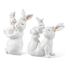 2-Piece Easter Resin Bunny Mom and Baby Table Decor