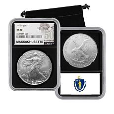 2022 MS70 NGC 50 States Silver Eagle Series Coin - Massachusetts