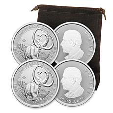 2024 BU Woolly Mammoth $10 Canada 2 oz. Silver Coins - Set of 4