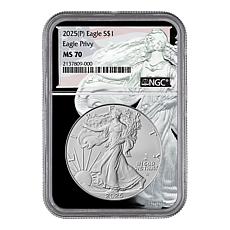 2025 American Silver Eagle with Eagle Privy Mark NGC70 Eagle Core