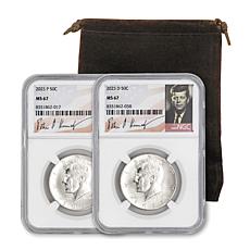 2025 MS67 P- & D-Mint NGC John F. Kennedy Coins with JFK Signed Label