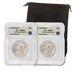 2026 Enduring Liberty Half Dollar P & D ICG 66 2-Coin Set