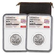 2026 Mayflower Quarter P/D NGC 66 2-piece Set - Auto-Ship®