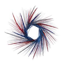 24" Patriotic Red, White & Blue Tinsel Wreath