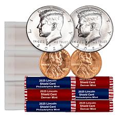 '25 Uncirculated Lincoln Shield Cents & Kennedy Half Dollars-360 Coins