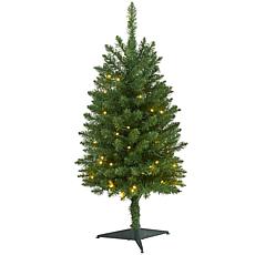 3 ft. Slim Green Mountain Pine Artificial Christmas Tree with 50 Cl...